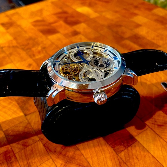 STUHRLING Original Stainless Steel Automatic, Skeleton Dual Time, AM/PM Sun Moon - Picture 3 of 3